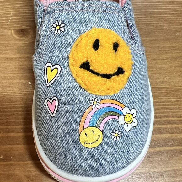 Wonder Nation Baby Denim Slip On Shoes Size 5 NWT Happy Face - Picture 5 of 9